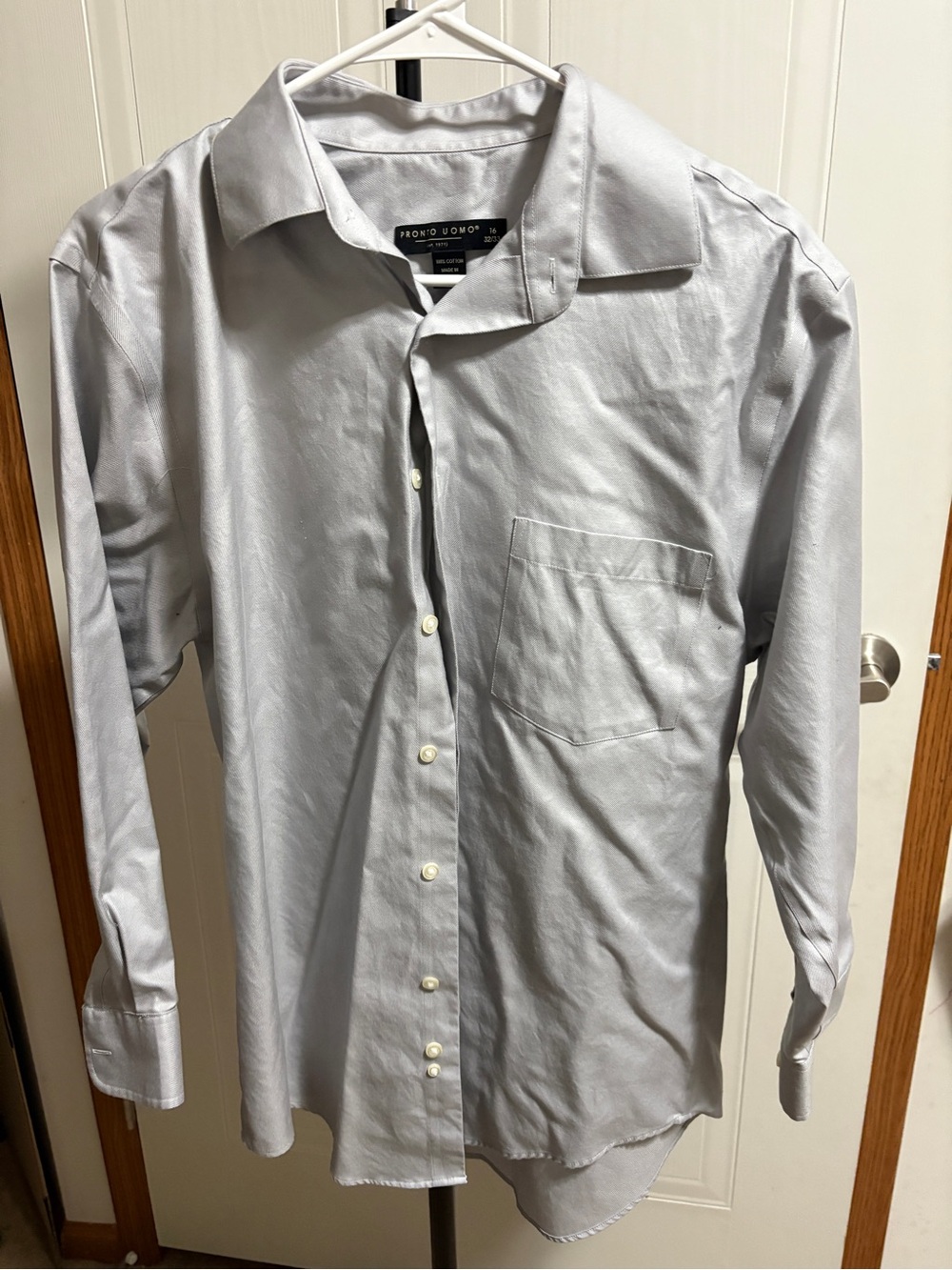 Pronto Uomo Silver-Gray Long Sleeve Dress Shirt